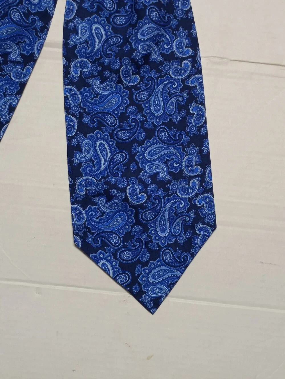 ❤️New BEN SILVER CHARLESTON Navy/Light Blue Paisley Silk Ascot Tie Scarf